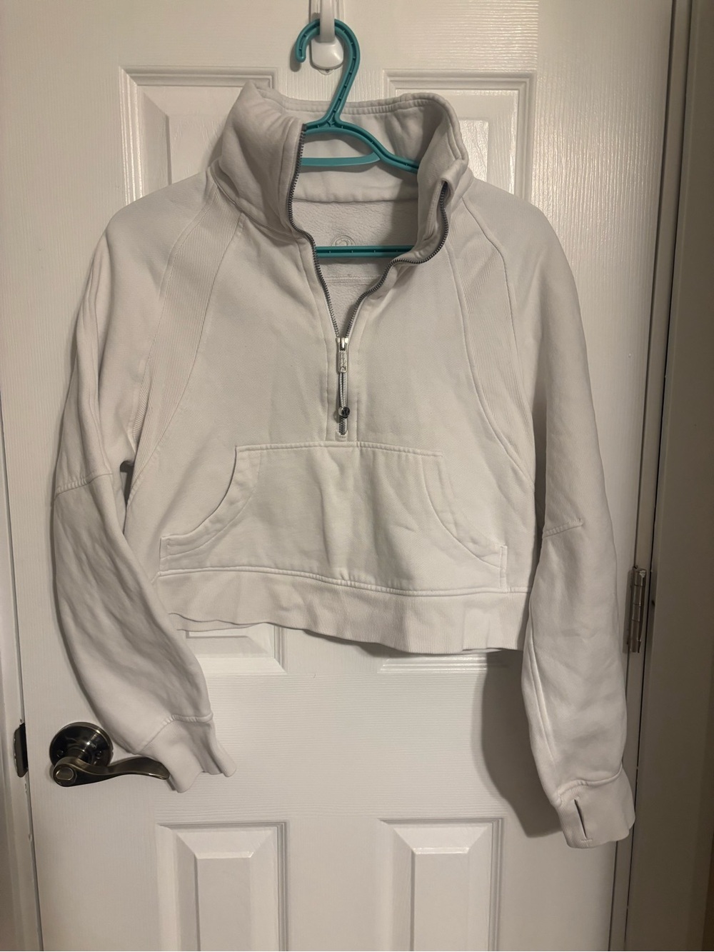 Lululemon Cropped White Quarter-Zip Pullover Sweatshirt